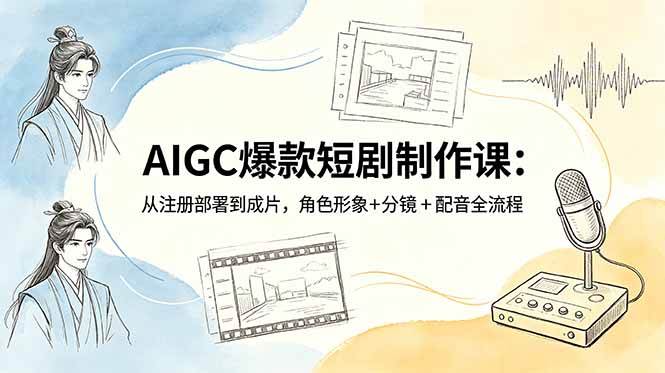 (18676期)AIGC爆款短剧制作课:从注册部署到成片,角色形象+分镜+配音全流程