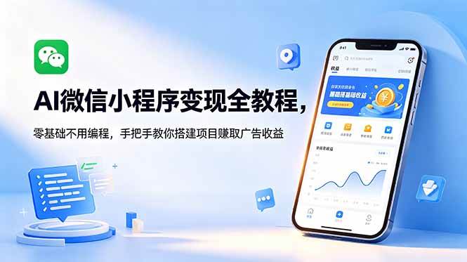(18773期)AI微信小程序变现全教程,零基础不用编程,手把手教你搭建项目赚取广告收益