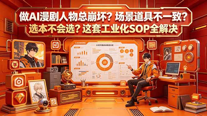 (18850期)做AI漫剧人物总崩坏?场景道具不一致?选本不会选?这套工业化SOP全解决 (更新)