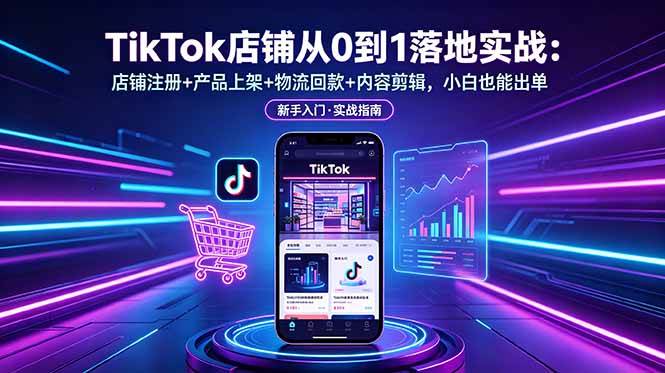 (18862期)TikTok店铺从0到1落地实战:店铺注册+产品上架+物流回款+内容剪辑,小白也能出单