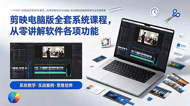 (18926期)剪映电脑版全套系统课程,从零讲解软件各项功能,结合海量实战案例培养专业剪辑思维