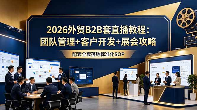 (18994期)2026外贸B2B套直播教程:团队管理+客户开发+展会攻略,配套全套落地标准化SOP
