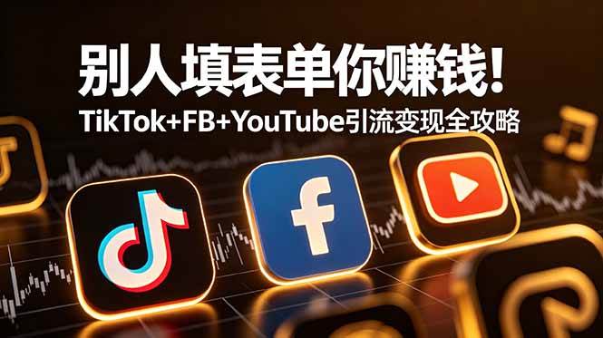 (19018期)别人填表单你赚钱!TikTok+FB+YouTube 引流变现全攻略【原创双语字幕】