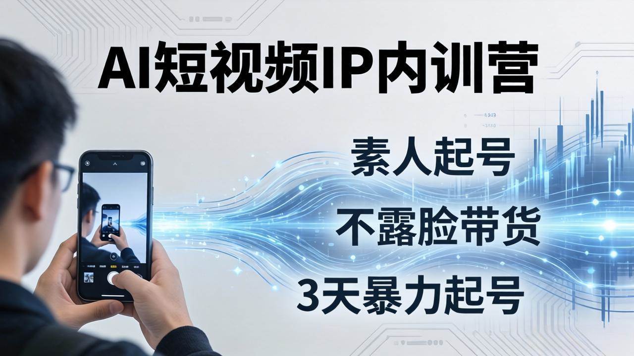 (19208期)2026AI短视频IP内训营-更新:从素人起号到不露脸带货,3天暴力起号全流程拆解