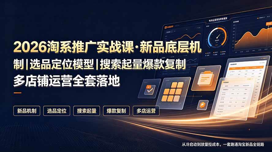 (19272期)2026淘系推广实战课·新品底层机制|选品定位模型|搜索起量爆款复制多店铺运营全套落地教程