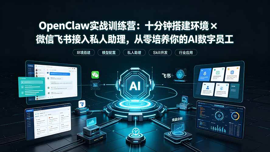 (19287期)OpenClaw实战特训营:十分钟搭建环境×微信飞书接入私人助理,从零培养你的AI数字员工