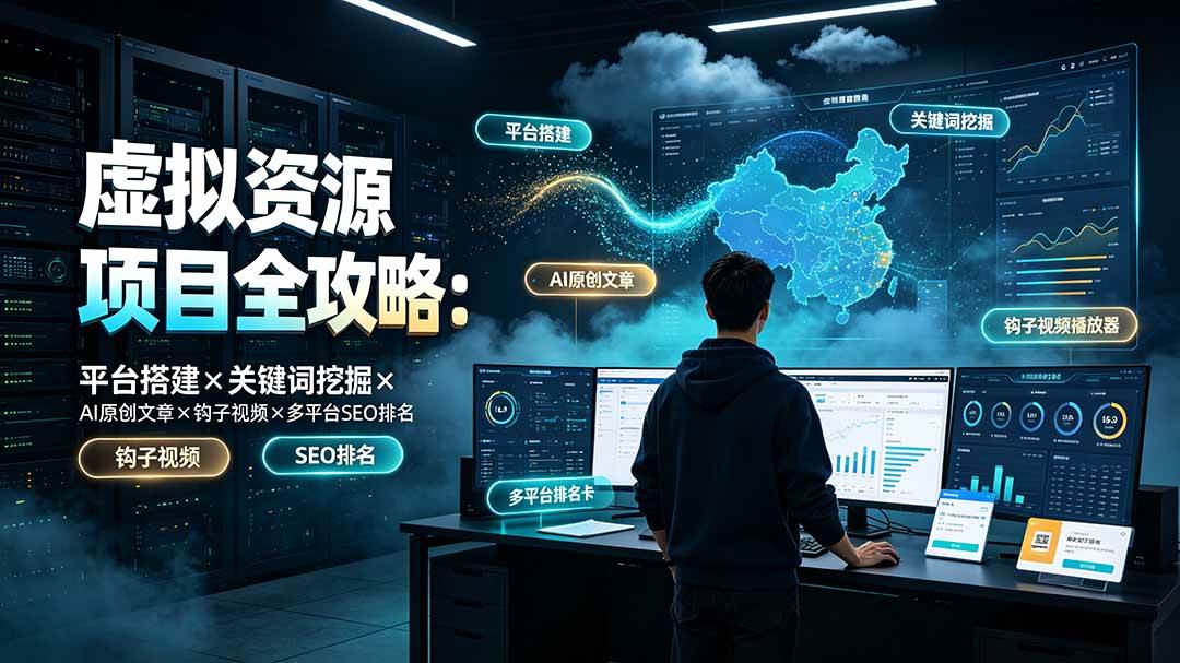 (19322期)虚拟资源项目全攻略:平台搭建×关键词挖掘×AI原创文章×钩子视频×多平台SEO排名