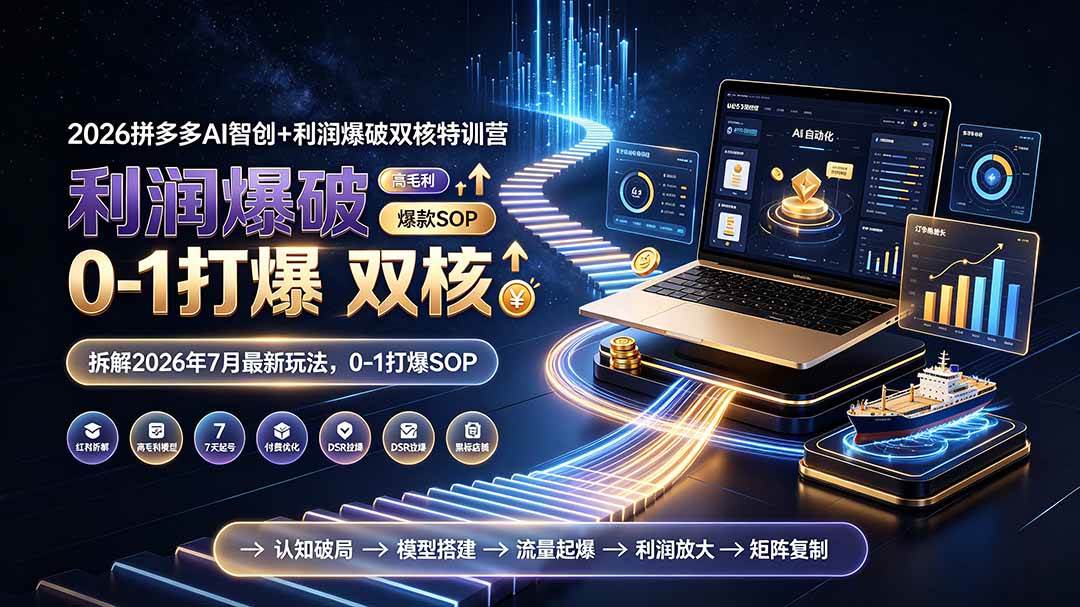 (19391期)2026拼多多AI智创+利润爆破双核特训营-更新:拆解2026年7月最新玩法,0-1打爆SOP