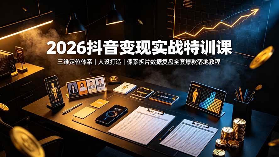 (19419期)2026抖音变现实战特训课:三维定位体系|人设打造|像素拆片数据复盘全套爆款落地教程