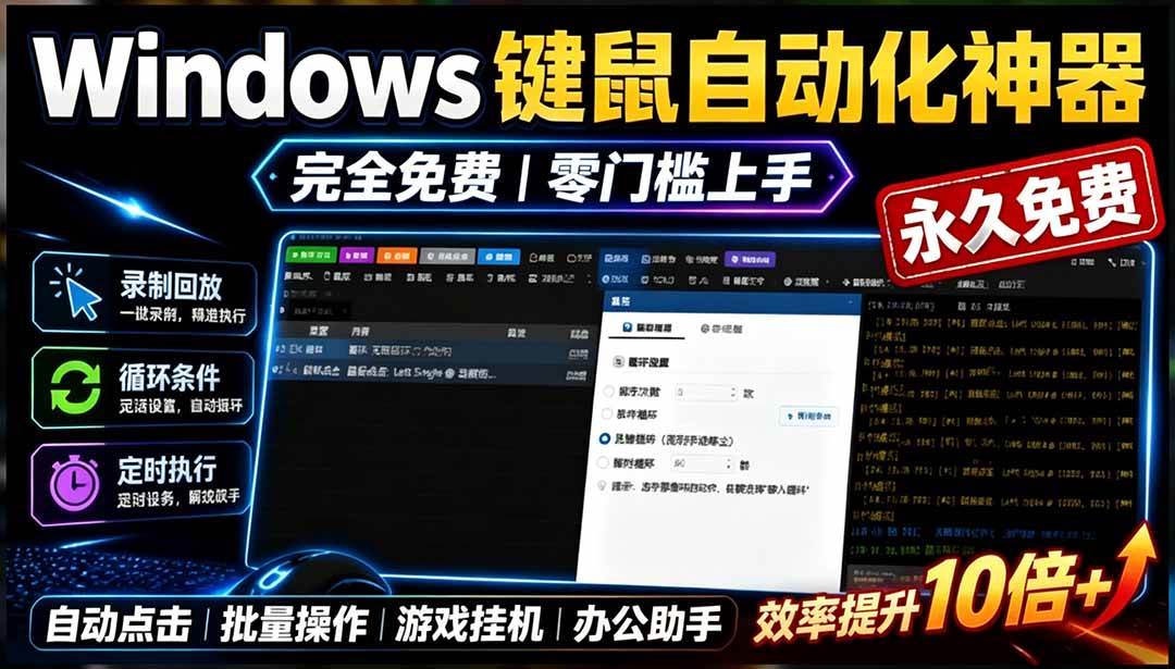 (19423期)专业Windows键鼠自动化工具,免费永久使用,告别重复操作,小白也能快速创建自动化脚本 点点精灵
