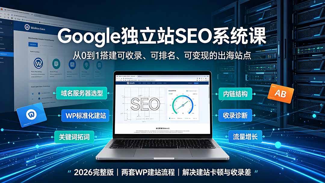 (19426期)Google独立站SEO-7月系统课:出海基建×WordPress建站×AI内容生产×站内外优化×Search Console×AdSense变现