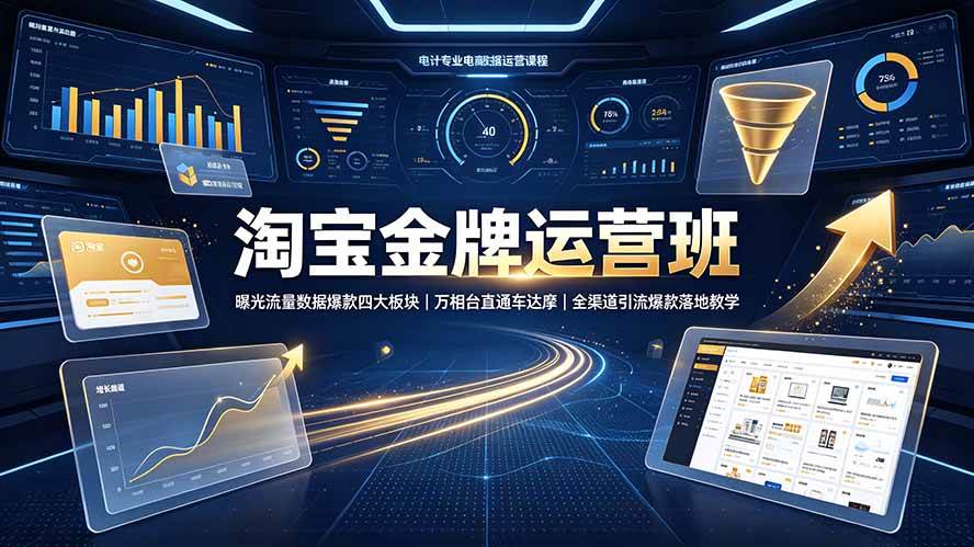 (19434期)淘宝金牌运营班-7月:曝光流量数据爆款四大板块|万相台直通车达摩|全渠道引流爆款落地教学