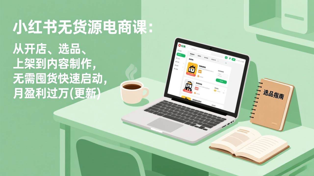 (19512期)小红书无货源电商课(7月更新):从开店、选品、上架到内容制作,无需囤货快速启动,月盈利过万