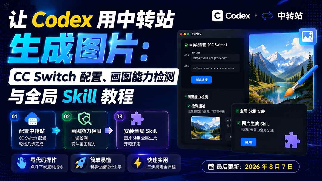 (19777期)让 Codex 用中转站生成图片:CC Switch 配置、画图能力检测与全局 Skill 教程