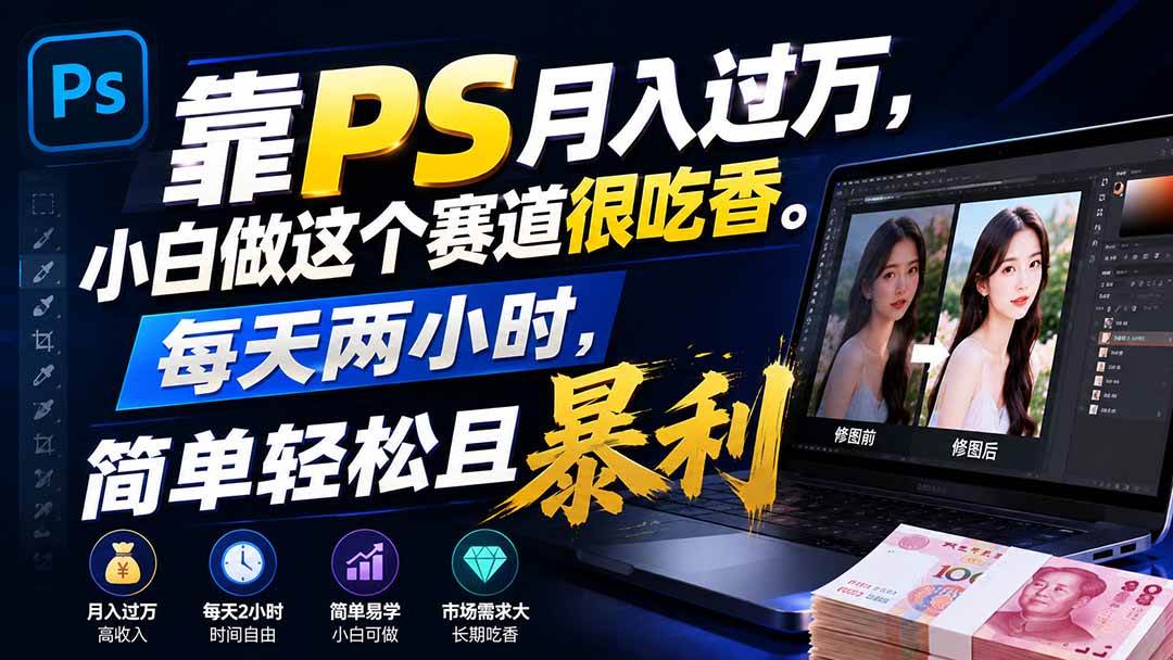 (19916期)靠PS月入过万,小白做这个赛道很吃香。每天两小时,简单轻松且暴利