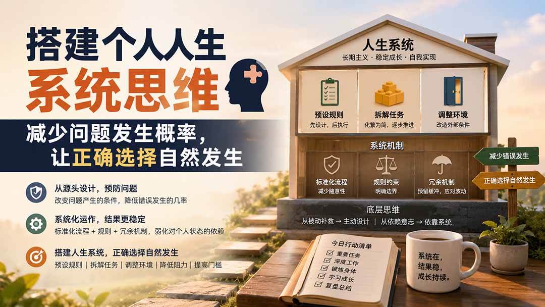 (19985期)付费文章:搭建个人人生系统思维:减少问题发生概率,让正确选择自然发生
