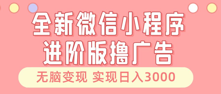 （13197期）全新微信小程序进阶版撸广告 无脑变现睡后也有收入 日入3000＋-大海创业网