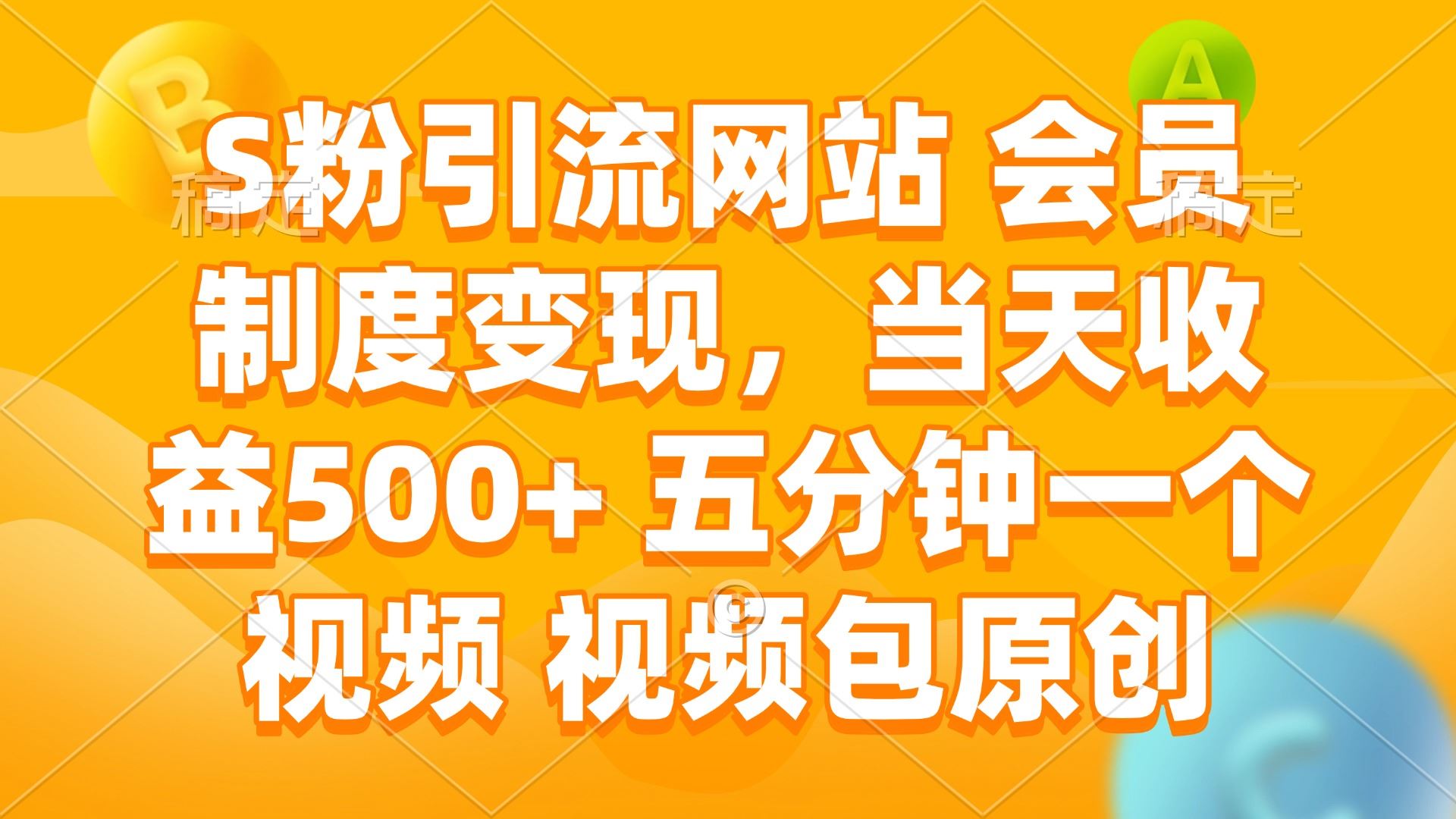 （14129期）S粉引流网站 会员制度变现，当天收益500+ 五分钟一个视频 视频包原创-大海创业网