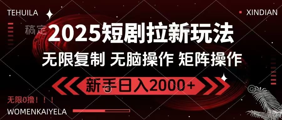 （14429期）2025短剧拉新玩法，无需注册登录，无限0撸，无脑批量操作日入2000+-富业网创