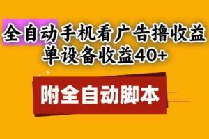 全自动看广告撸收益，单设备收益40+，可矩阵，附脚本，小白必选【揭秘】