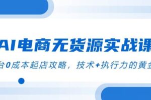 （14982期）AI电商无货源实战课，三平台0成本起店攻略，技术+执行力的黄金配比