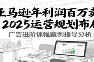 亚马逊年利润百万卖家2025运营规划布局，广告进阶课程案例指导分析