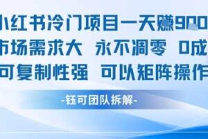 小红书冷门项目一天收益9张，市场需求大，0成本，可复制性强可以矩阵操作