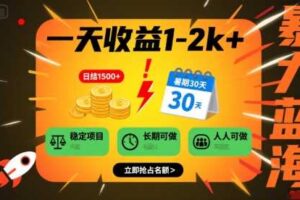 一天收益1-2k+ 稳定项目，暑期暴力蓝海项目，长期稳定，人人可做【揭秘】