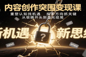 内容创作突围变现课：重塑认知找机遇，探索方向抓关键，从吸睛开头到高光结尾