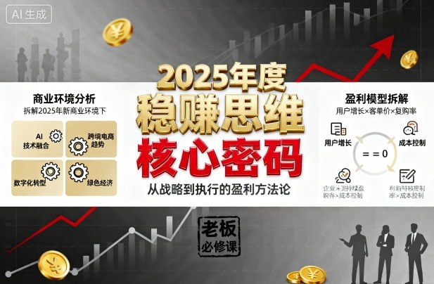 2025年度稳賺思维老板创业营,拆解2025年新商业环境下,企业实现持续盈利的核心密码-万力资源网_专注分享网络赚钱副业项目-创业项目分享