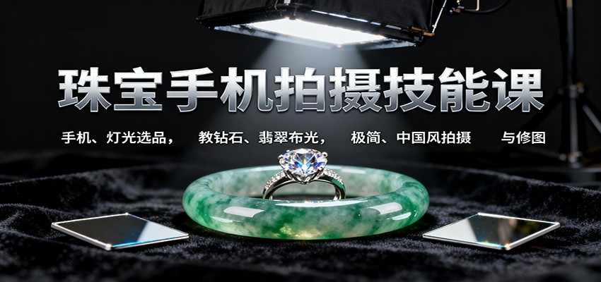 珠宝手机拍摄技能课:手机、 灯光选品,教钻石、翡翠布光,极简、中国风拍摄与修图-万力资源网_专注分享网络赚钱副业项目-创业项目分享