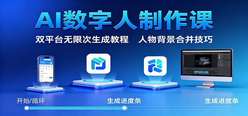 AI数字人制作课:双平台无限次生成教程,人物背景合并技巧-万力资源网_专注分享网络赚钱副业项目-创业项目分享