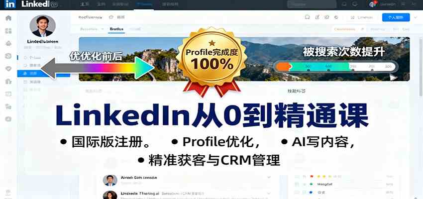 LinkedIn从0到精通课:国际版注册,Profile优化,AI写内容,精准获客与CRM管理-万力资源网_专注分享网络赚钱副业项目-创业项目分享
