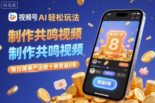 视频号AI轻松玩法,制作共鸣视频,每日简单产出数十条收益8张-万力资源网_专注分享网络赚钱副业项目-创业项目分享