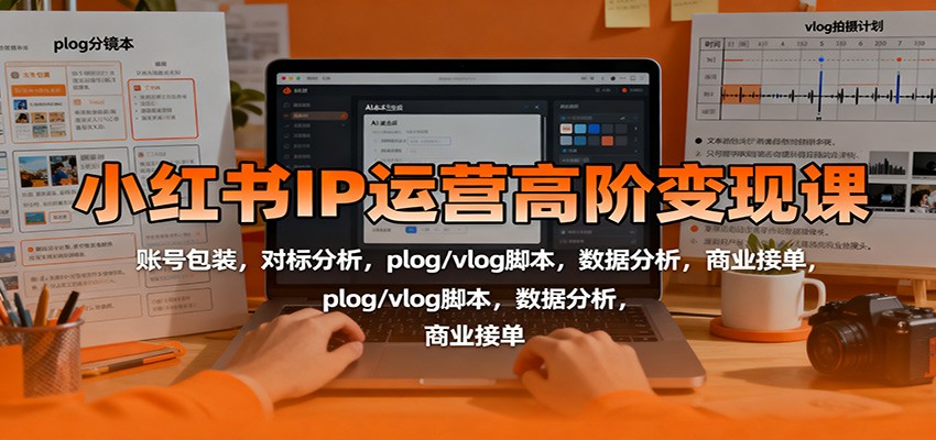 小红书IP运营高阶变现课：账号包装，对标分析，plog/vlog脚本，数据分析，商业接单-大牛创业网