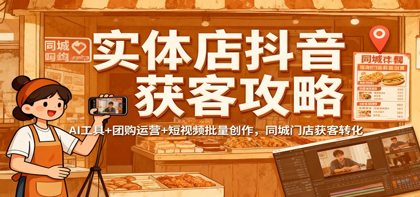 实体店抖音获客攻略:AI工具+团购运营+短视频批量创作,同城门店获客转化-苏武资源网