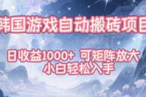 韩国游戏自动搬砖项目，日收益1k+，可矩阵放大，小白轻松入手【揭秘】