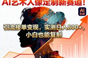 AI艺术人像定制新赛道！引流接单变现，实测日入8张+，小白也能复制