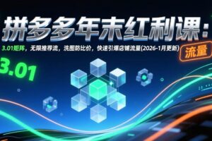 （17100期）拼多多年末红利课：3.01矩阵，无限推荐流，洗图防比价，快速引爆店铺流量(2026-1月更新)