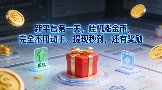 新平台第一天，挂G涨金币，完全不用动手，提现秒到，还有奖励【揭秘】-苏武资源网