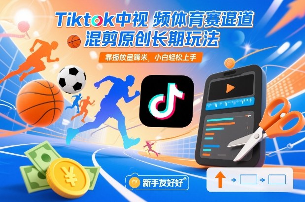 Tiktok中视频体育赛道混剪原创长期玩法，靠播放量賺米，小白轻松上手-苏武资源网