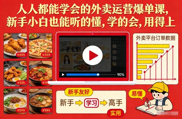 人人都能学会的外卖运营爆单课，新手小白也能听的懂，学的会，用得上-苏武资源网