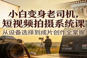 小白变身老司机，短视频拍摄系统课，从设备选择到成片创作全掌握