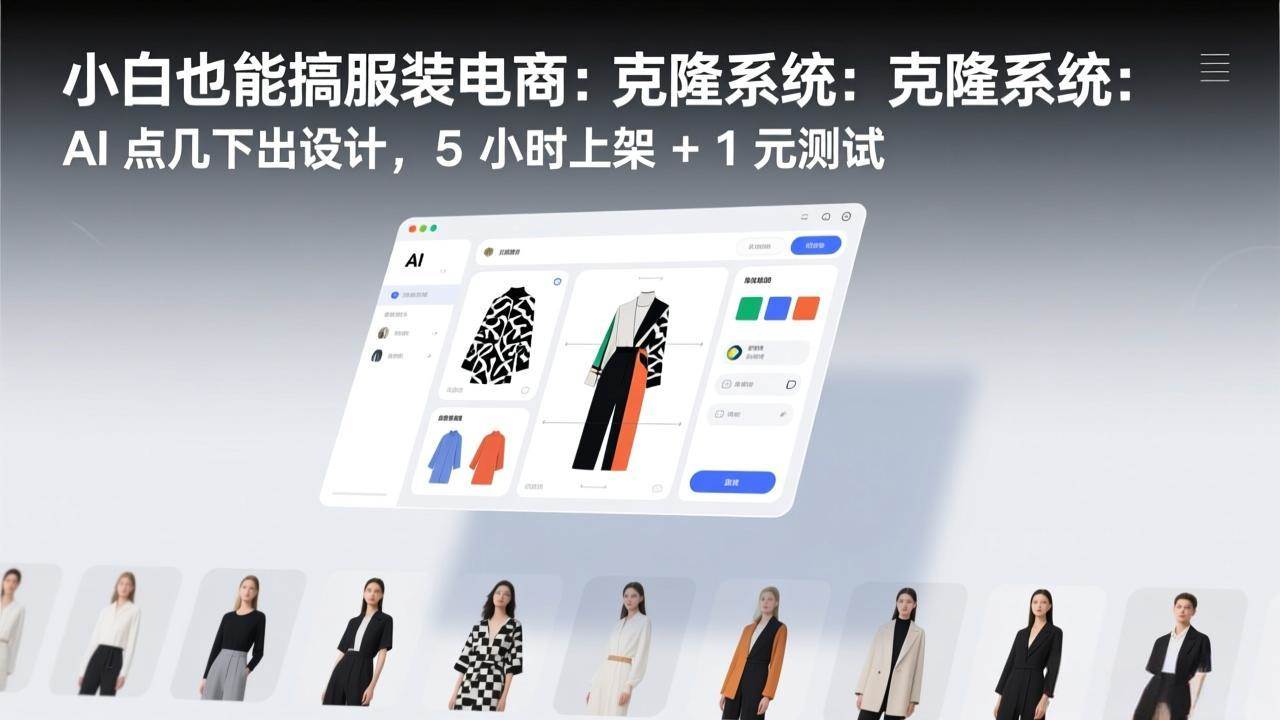 （17411期）小白也能搞服装电商：克隆系统：AI 点几下出设计，5 小时上架 + 1 元测试-知与行创业网