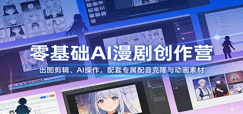 零基础AI漫剧创作营:出图剪辑、AI操作,配套专属配音克隆与动画素材