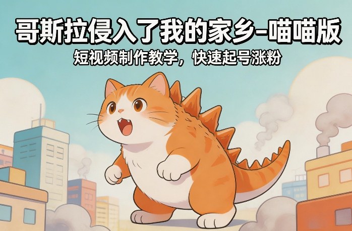 哥斯拉侵入了我的家乡–喵喵版短视频制作教学，快速起号涨粉-知与行创业网