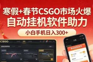 寒假+春节CSGO市场火爆，配合游戏自动挂G软件，小白只用一台手机也可日入3张【揭秘】