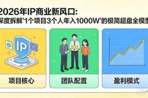 (17661期)2026年IP商业新风口:深度拆解“1个项目3个人年入1000W”的极简超盘全模型
