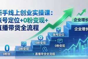 (17831期)新手线上创业实操课:账号定位+0粉变现+直播带货全流程,企业用户增长一步到位