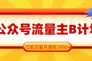 公众号流量主B计划，一键提取，巧做流量月增收3000+